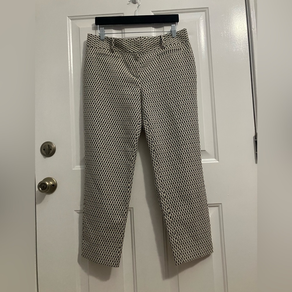 Ann Taylor cropped pant black/white diamond pattern